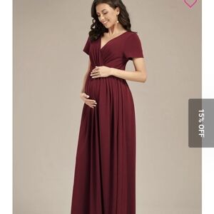 Ever Pretty Comfortable Pleated V-Neck Short Sleeve Maternity Dress